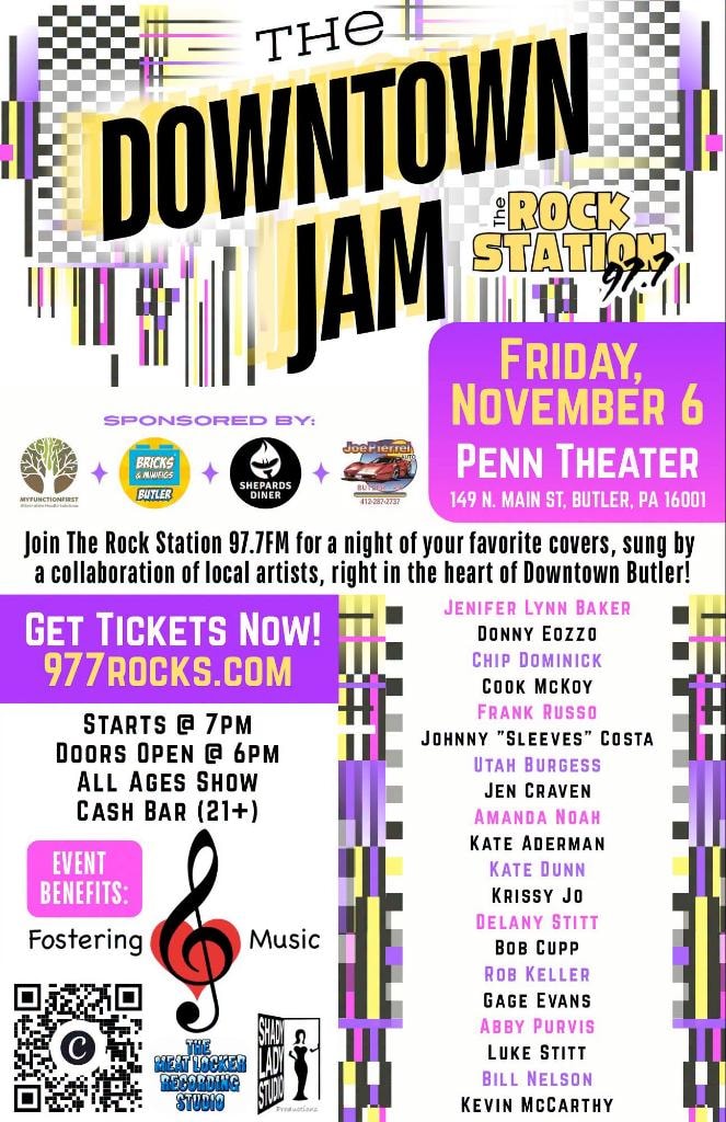 Nov 6 Downtown Jam event poster — 97.7 Rocks